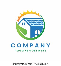 Diseño del logotipo de la casa del panel solar