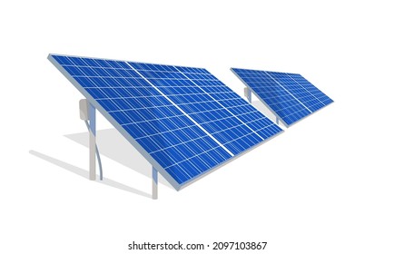 Solar power panell isolated on the white background. Clean electricity concept. Vector illustration