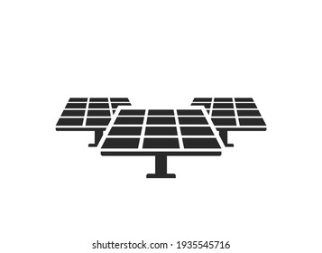 solar power plant icon. solar energy and solar farm symbol. sustainable, renewable and alternative energy symbol. isolated vector image