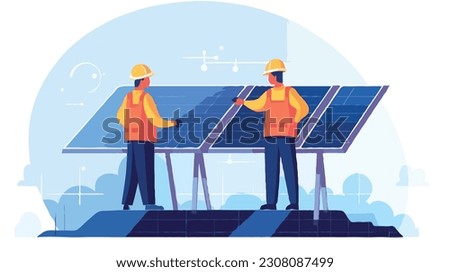solar power plant to innovation of green energy; engineer or electrician working on checking and maintenance equipment at solar power plant