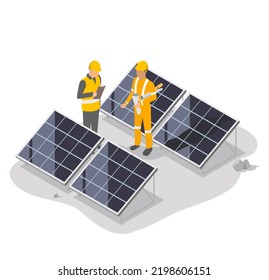 solar power plant mechanical team install engineer examine isometric