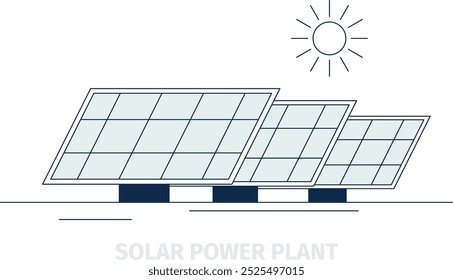 Solar power plant. Renewable energy line icon