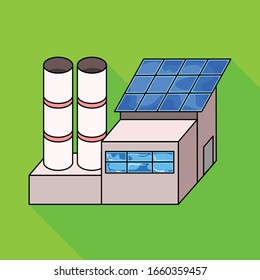 Icono vectorial de la planta de energía solar. Icono vector plano aislado en planta de energía solar de fondo blanco.