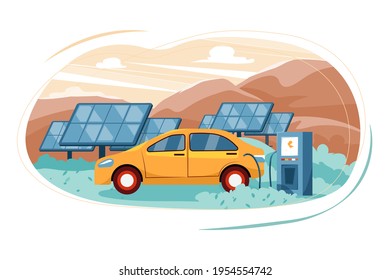 Solar Power. Renewable Energy Resources Illustration concept. Flat illustration isolated on white background.