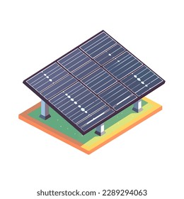 Solar power station generates clean electricity icon isolated