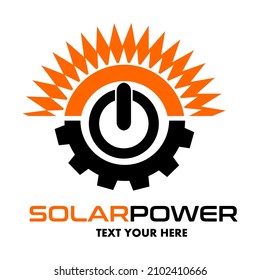 Solar power vecor logo template. This design use gear symbol. Suitable for technology