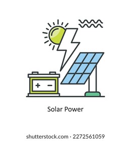 Solar Power Vector Filled Outline Icon Design illustration. Ecology Symbol on White background EPS 10 File