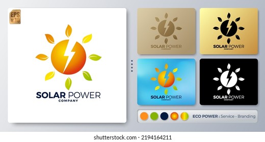 Solar power vector illustration Logo minimal design. Blank name for insert your Branding. Designed with examples for all kinds of applications. You can used for company, indentity, consulting service.