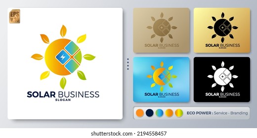 Solar power vector illustration Logo minimal design. Blank name for insert your Branding. Designed with examples for all kinds of applications. You can used for company, indentity, consulting service.