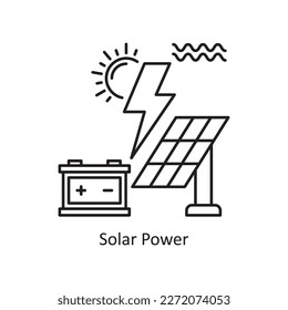 Solar Power Vektorgrafik-Outline Icon Design Illustration. Umweltsymbol auf weißem Hintergrund EPS10-Datei