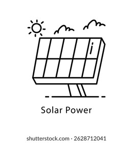 Solar Power Vector Outline Style Icon. Eps 10 file