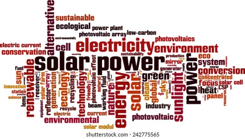 Solar power word cloud concept. Vector illustration