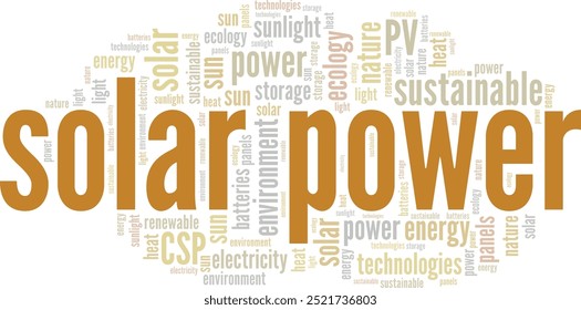 Solar Power word cloud conceptual design isolated on white background.