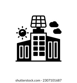 Das Symbol für solarbetriebenes Gebäude in Vektorgrafik. Illustration
