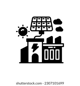 Icono Solar Powered Factory en vector. Ilustración