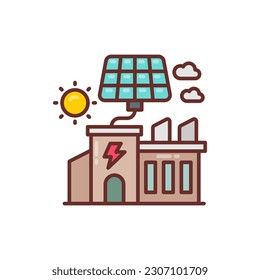 Solar Powered Factory icon in vector. Illustration