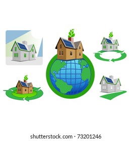 Solar powered home icons to save the environment