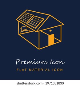 Solar Powered House Building With Solar Panels On The Roof premium material ui ux isolated vector icon in navy blue and orange colors