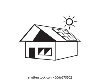 solar powered house icon vector isolated