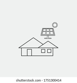 solar powered house vector icon residential house with solar panel on roof