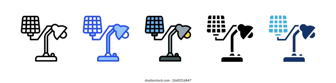 Solar Powered Lamp Icon Collection With Multiple Styles