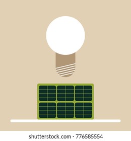 Solar powered lamp. Vector illustration in a flat style.