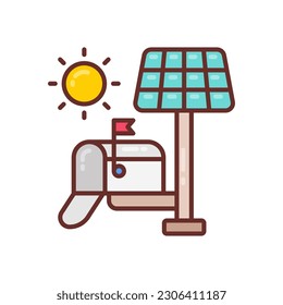 Solar Powered Mail Box icon in vector. Illustration