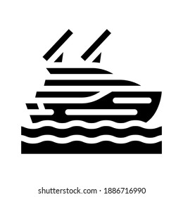 solar powered ship glyph icon vector. solar powered ship sign. isolated contour symbol black illustration