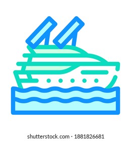 vector de icono de línea de barco alimentado con energía solar. señal de color de barco alimentado con energía solar. ilustración de símbolo aislado