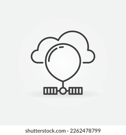 Solar Powered Spy Radiosonde in Cloud vector concept icon or symbol in outline style