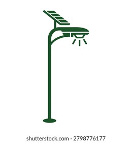 Solar powered street light icon with renewable sustainable infrastructure technology lighting electric environment illustration sustainabilit