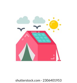 Solar Powered Tent icon in vector. Illustration