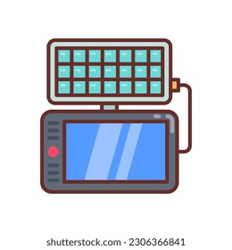 Solar Powered TV icon in vector. Illustration