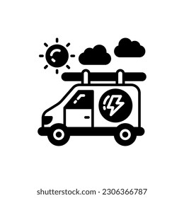 Solar Powered Van icon in vector. Illustration