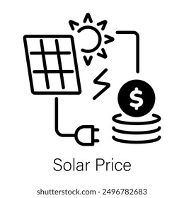 Solar price icon in line style 