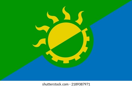 Solar punk movement flag. Solarpunk symbol. Sustainable technology.