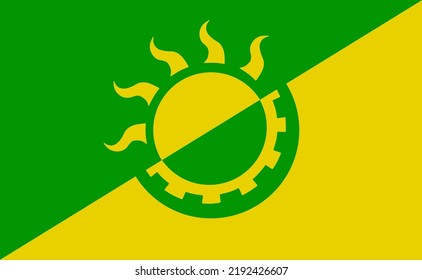Solar punk movement flag. Solarpunk symbol. Sustainable technology.
