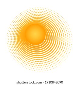 Solar radial pattern Orange abstract banner from lines Sun shape design element with a lines pattern rays Decorative sun icon solar symbol for creative design of summer spring theme Vector solar sign