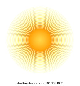 Solar radial pattern Orange abstract banner from lines Sun shape design element with a lines pattern rays Decorative sun icon solar symbol for creative design of summer spring theme Vector solar icon