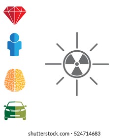 solar radiation icon. Blue sun rays