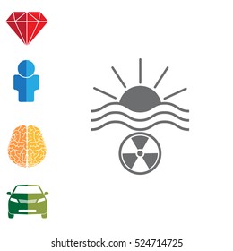 solar radiation icon. Blue sun rays