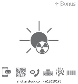 solar radiation icon. Blue sun rays