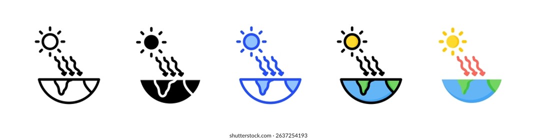 Solar Radiation Icon Collection With Multiple Styles