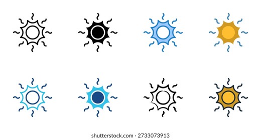 Solar radiation icons set multiple style collection. Editable stroke 
