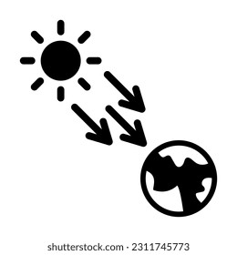 Solar Radiation Vector Glyph Icon For Personal And Commercial Use.

