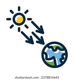 Solar Radiation Vector Thick Line Filled Dark Colors Icons For Personal And Commercial Use.
