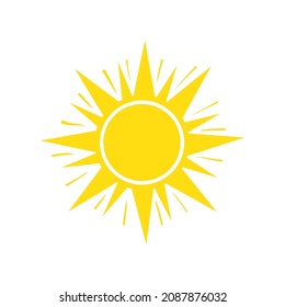 Solar rays. Sunny hot silhouette, paint of happy illustration image isolated on white background