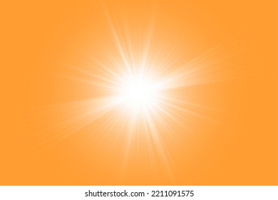 Rayos solares. Sol cálido sobre un fondo amarillo. Leto.bliki. 