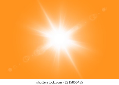 Solar rays.Warm sun on a yellow background. Leto.bliki. 