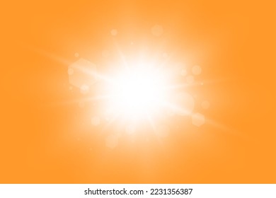 Rayos solares. Sol cálido sobre un fondo amarillo. Leto.bliki. 